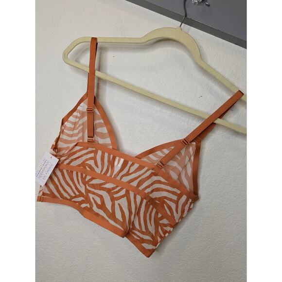 Auden Unlined Long Line Bralette Burnt Orange Zebra Print Womens Size Large - Picture 4 of 11
